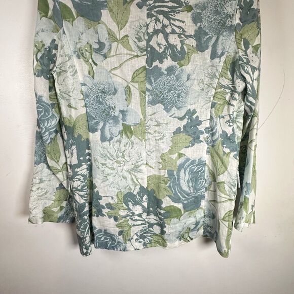 Joie Women Linen Blazer Jacket M‎ White Seafoam Green Floral GUC - Picture 9 of 9